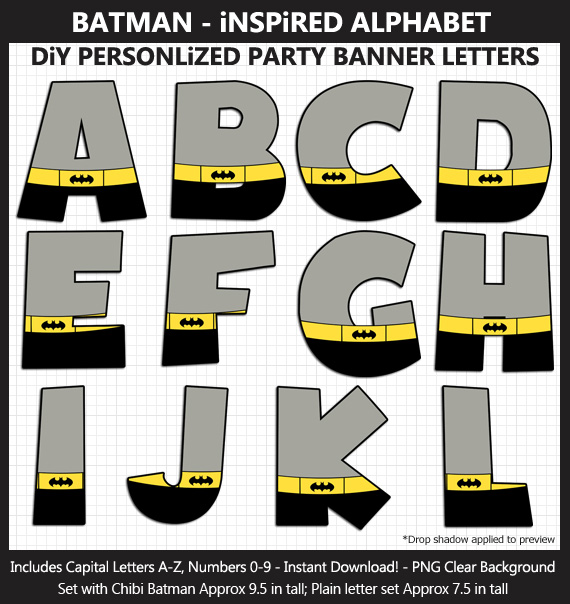 BatmanInspired Alphabet Clipart Pack