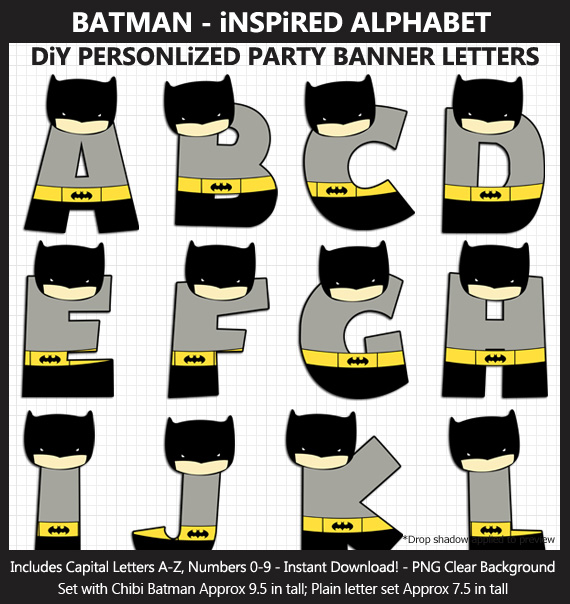 BatmanInspired Alphabet Clipart Pack