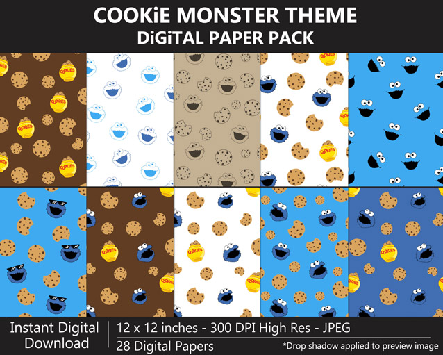 Cookie Monster Theme Digital Papers