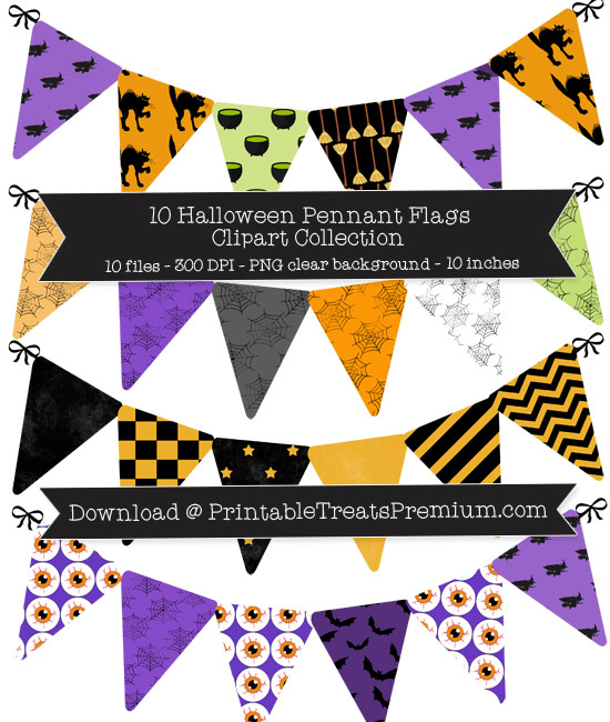 10 Halloween Pennant Flags Clipart Collection