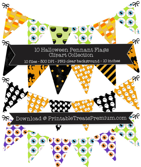 10 Halloween Pennant Flags Clipart Collection
