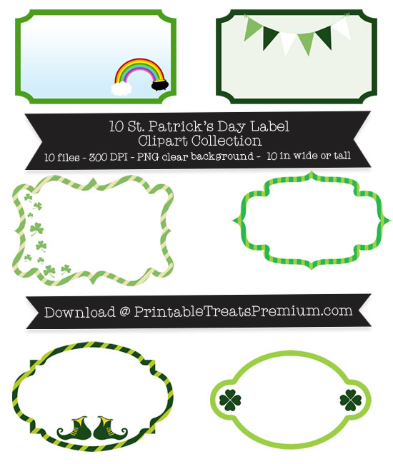 10 St. Patrick's Day Label Clipart Collection