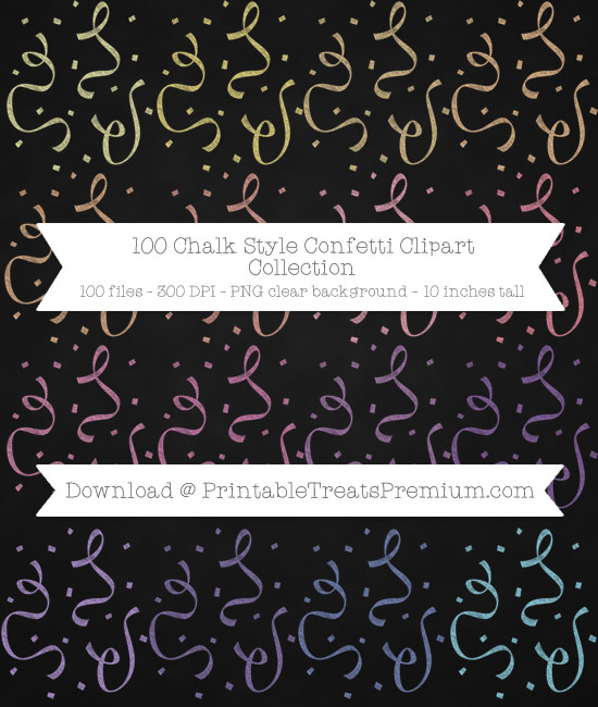 100 Chalk Style Confetti Clipart Collection