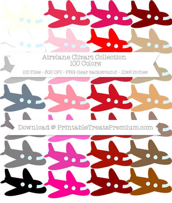 100 Colors Airplane Clipart Collection
