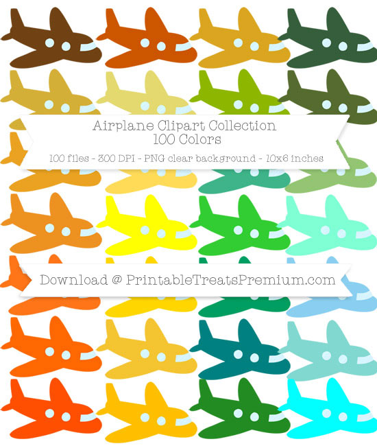 100 Colors Airplane Clipart Collection