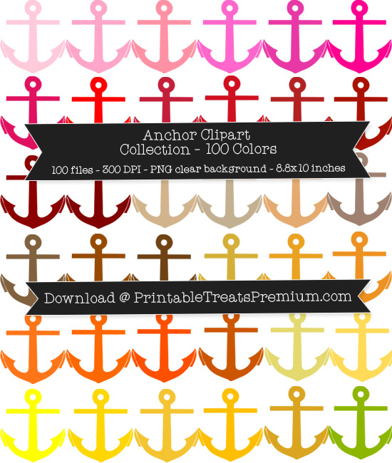 100 Colors Anchor Clipart Collection