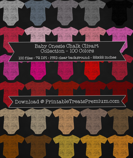 100 Colors Baby Onesie Chalk Clipart Collection