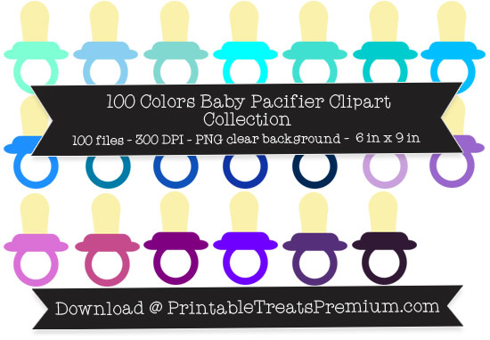 100 Colors Baby Pacifier Clipart Collection