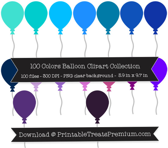 100 Colors Balloon Clipart Collection