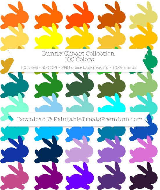 100 Colors Bunny Clipart Collection