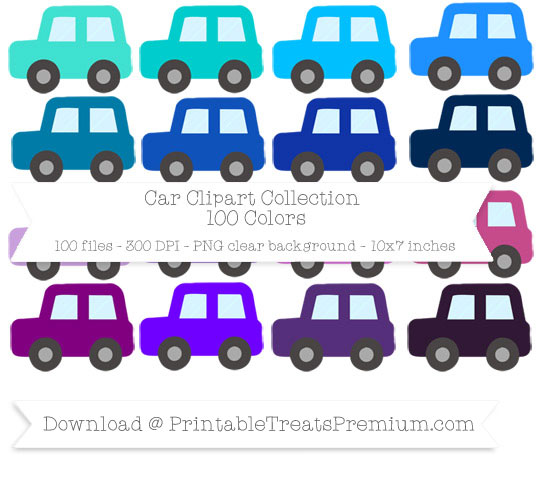 100 Colors Car Clipart Collection