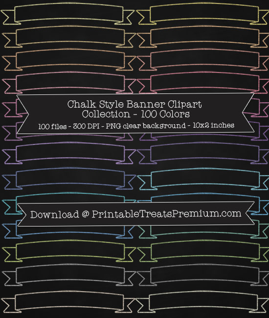 100 Colors Chalk Style Banner Clipart Collection
