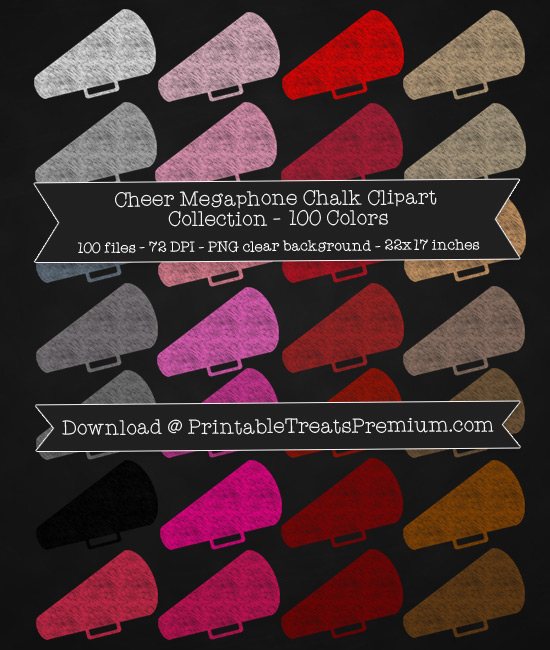 100 Colors Cheer Megaphone Chalk Clipart Collection