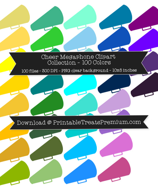 100 Colors Cheer Megaphone Clipart Collection