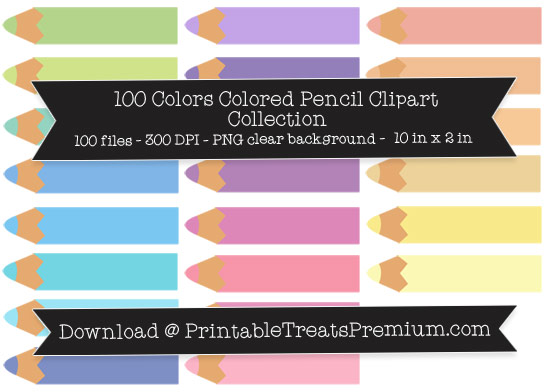 100 Colors Colored Pencil Clipart Collection