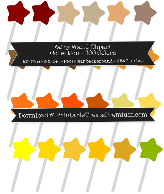 100 Colors Fairy Wand Clipart Collection