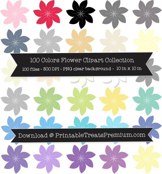 100 Colors Flower Clipart Collection
