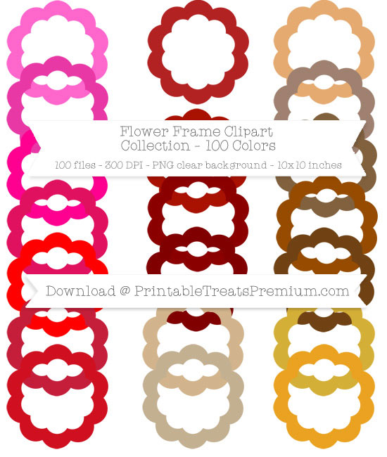 100 Colors Flower Frame Clipart Collection