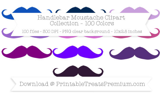 100 Colors Handlebar Moustache Clipart Collection