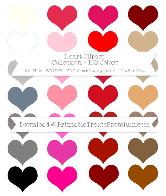 100 Colors Heart Clipart Collection