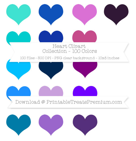 100 Colors Heart Clipart Collection