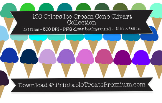 100 Colors Ice Cream Cone Clipart Collection