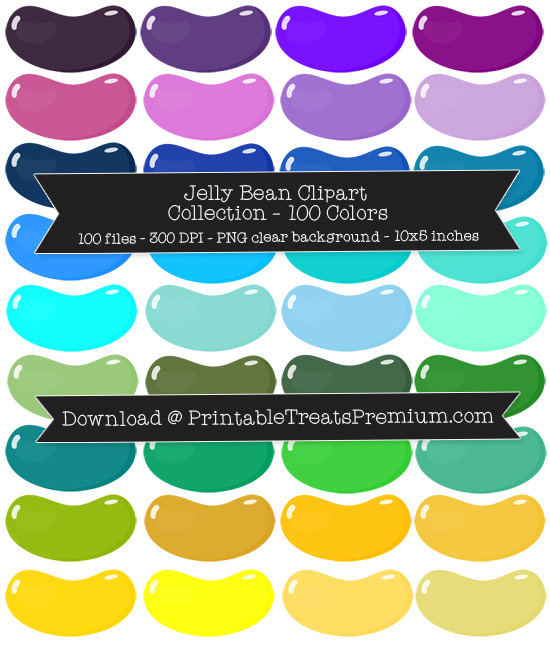 100 Colors Jelly Bean Clipart Collection