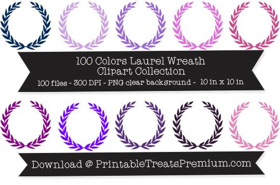 100 Colors Laurel Wreath Clipart Collection