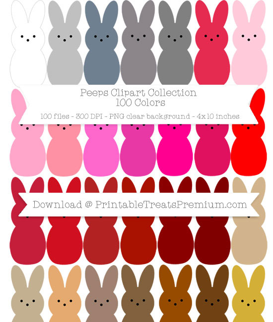 100 Colors Peeps Clipart Collection