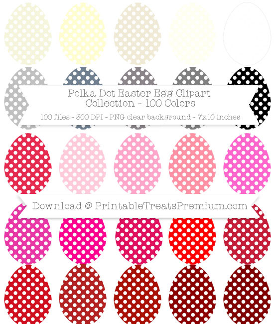 100 Colors Polka Dot Easter Egg Clipart Collection
