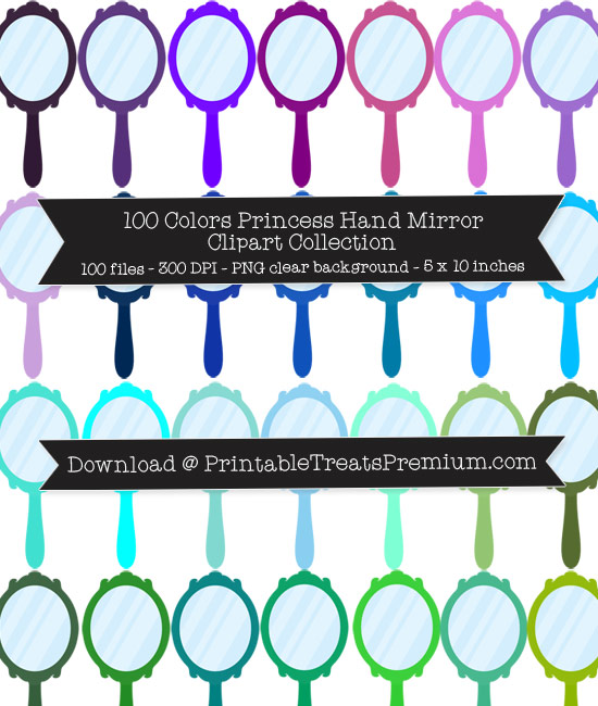 100 Colors Princess Hand Mirror Clipart Collection