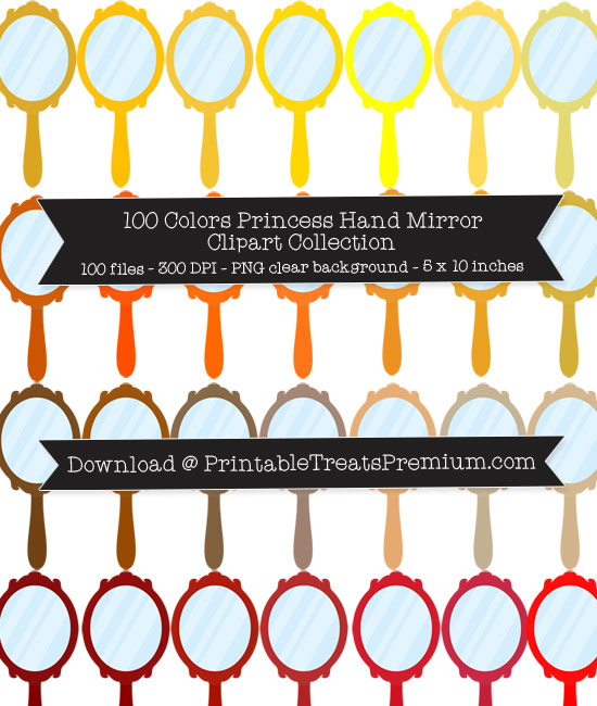 100 Colors Princess Hand Mirror Clipart Collection