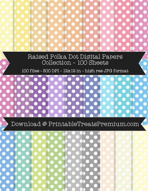 100 Colors Raised Polka Dot Digital Papers Collection