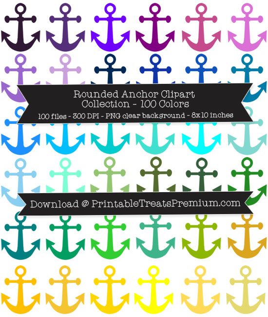 100 Colors Rounded Anchor Clipart Collection