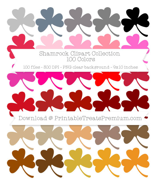 100 Colors Shamrock Clipart Collection