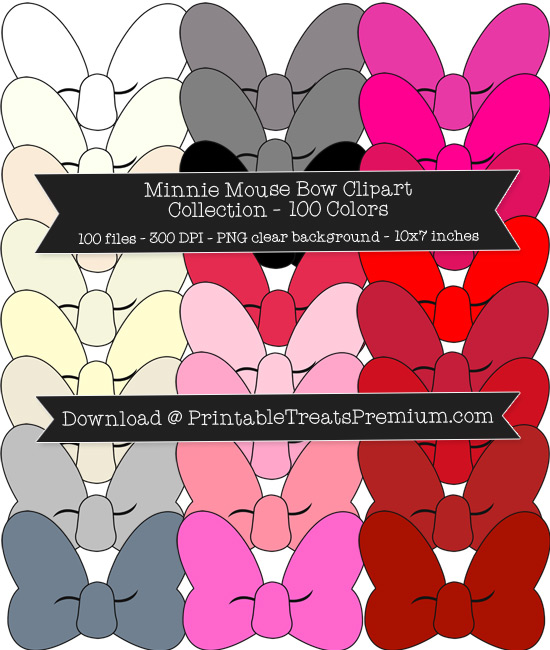 100 Colors Minnie Mouse Bow Clipart Collection