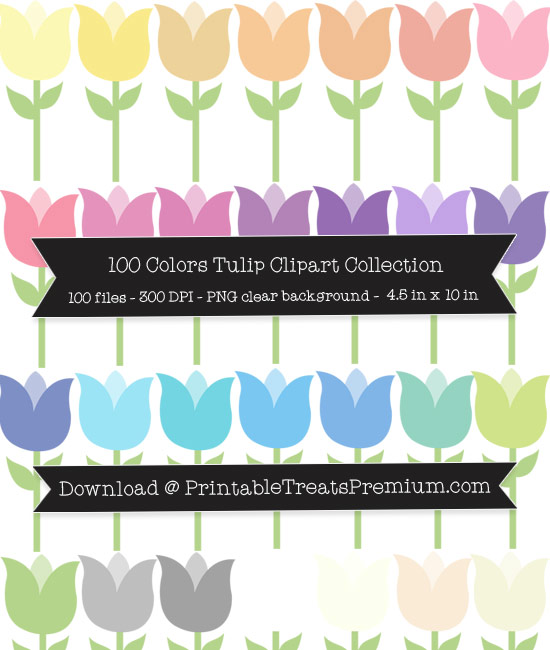 100 Colors Tulip Clipart Collection