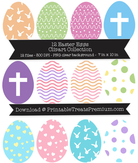 12 Easter Eggs Clipart Collection