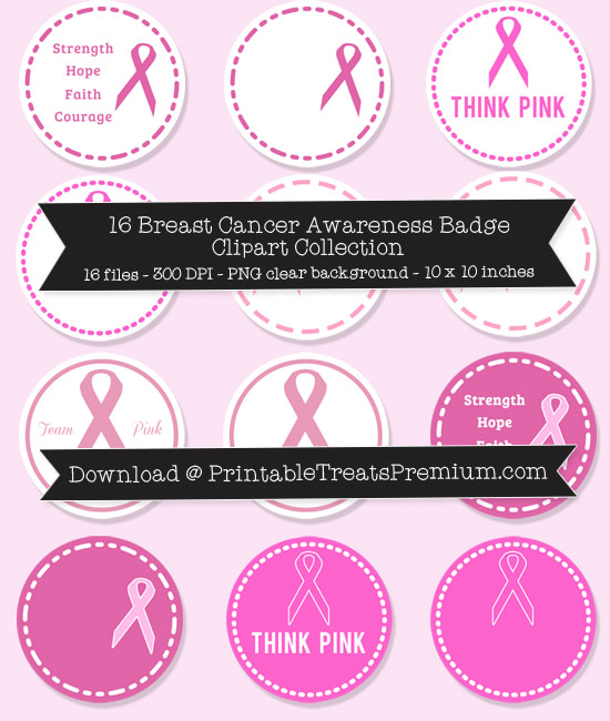 Breast Cancer Awareness Badge Clip Art Pack