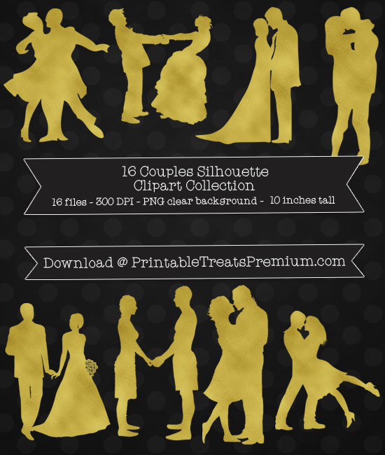 16 Couples Silhouette Clipart Collection