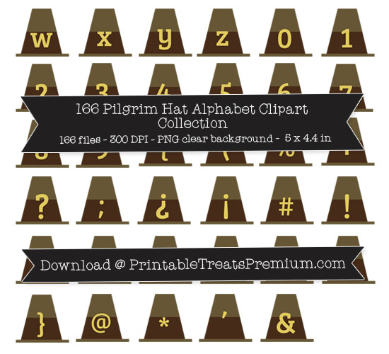 166 Pilgrim Hat Alphabet Clipart Collection
