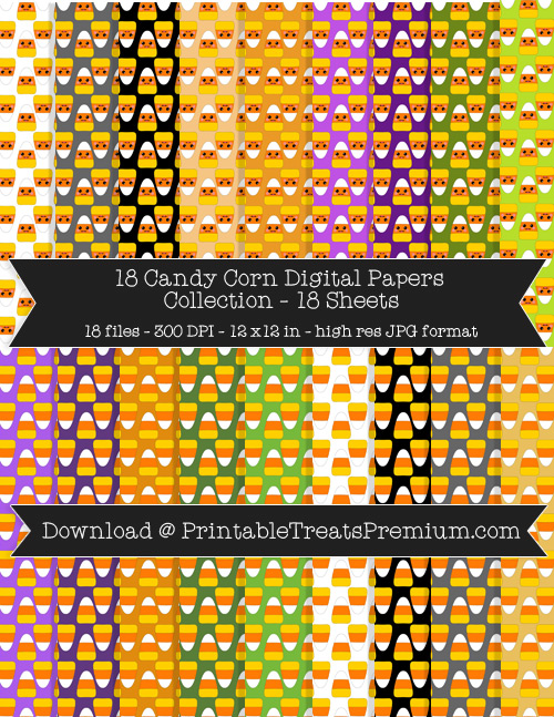 Candy Corn Digital Paper Pack for Scrapbooking, Halloween