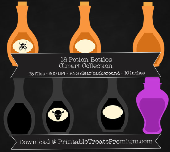 18 Potion Bottles Clipart Collection