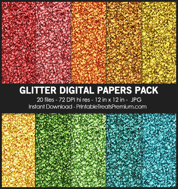 20 Glitter Digital Papers Pack