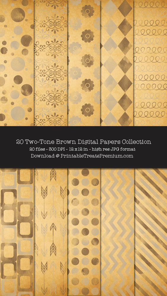 20 Two-Tone Brown Digital Papers Collection