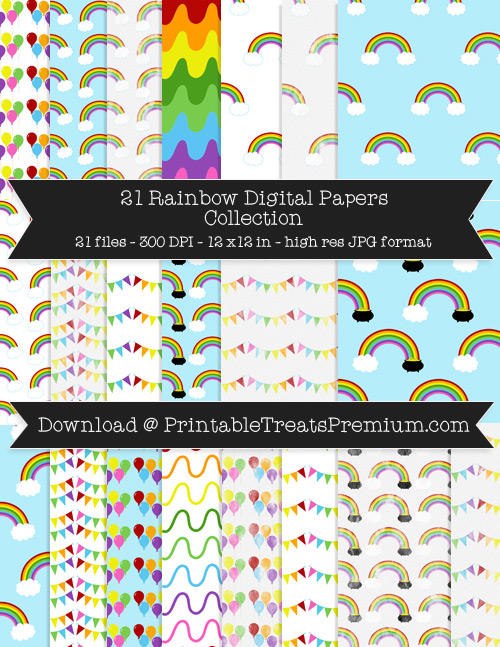 24 Rainbow Digital Papers Collection