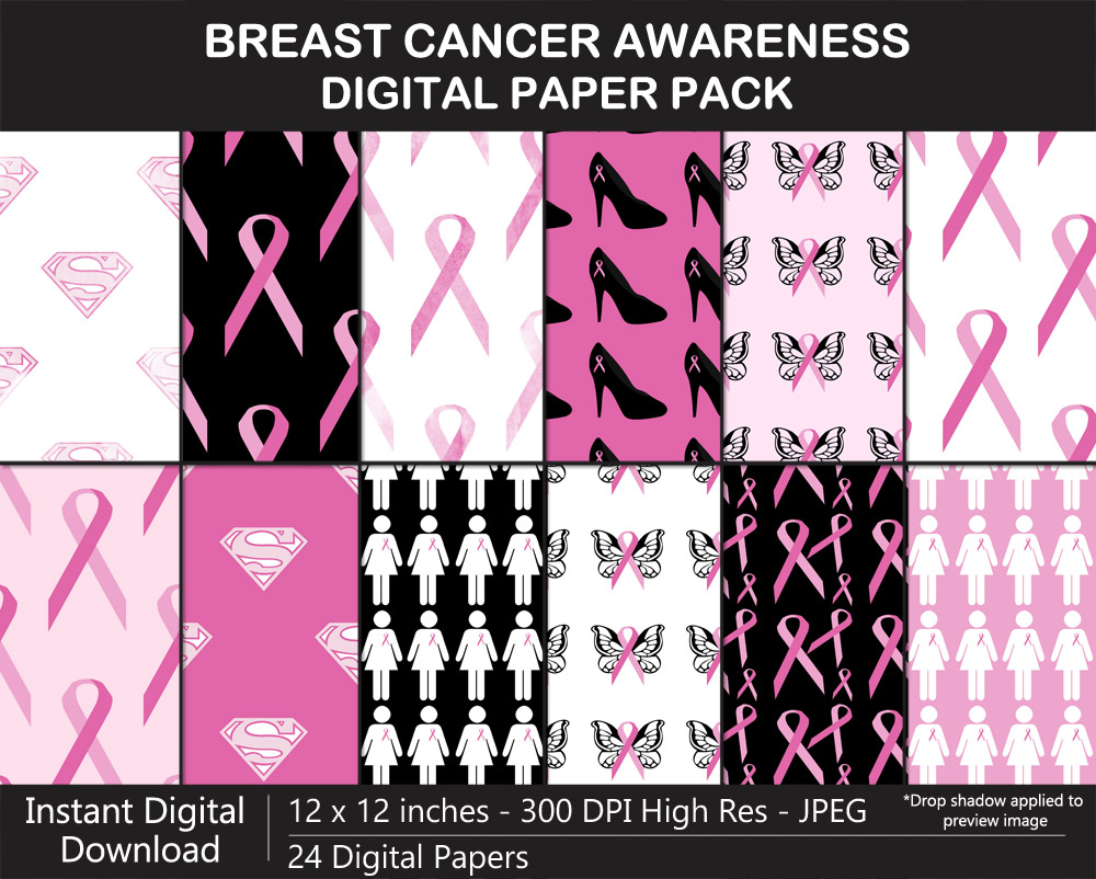 24 Breast Cancer Awareness Digital Papers Collection