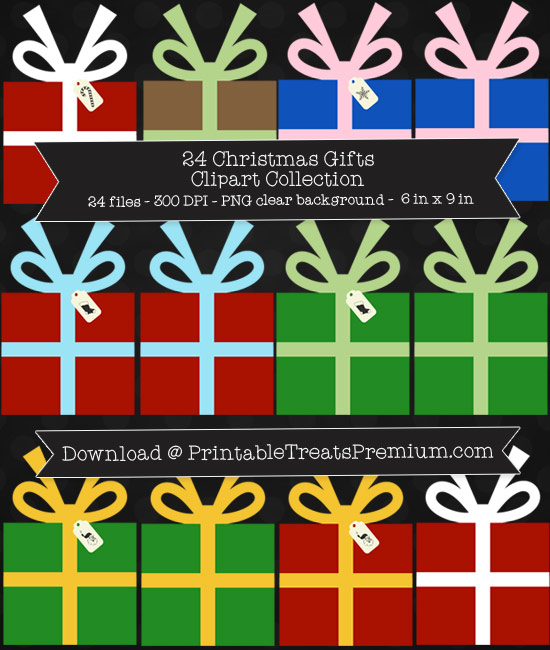 24 Christmas Gifts Clipart Collection