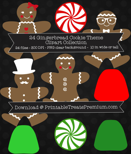 24 Gingerbread Cookie Theme Clipart Collection