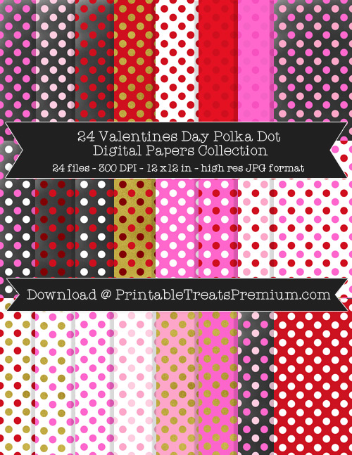 Valentine's Day Polka Dot Digital Paper Pack for Scrapbooking, Invitations, Wrapping Paper, Parties